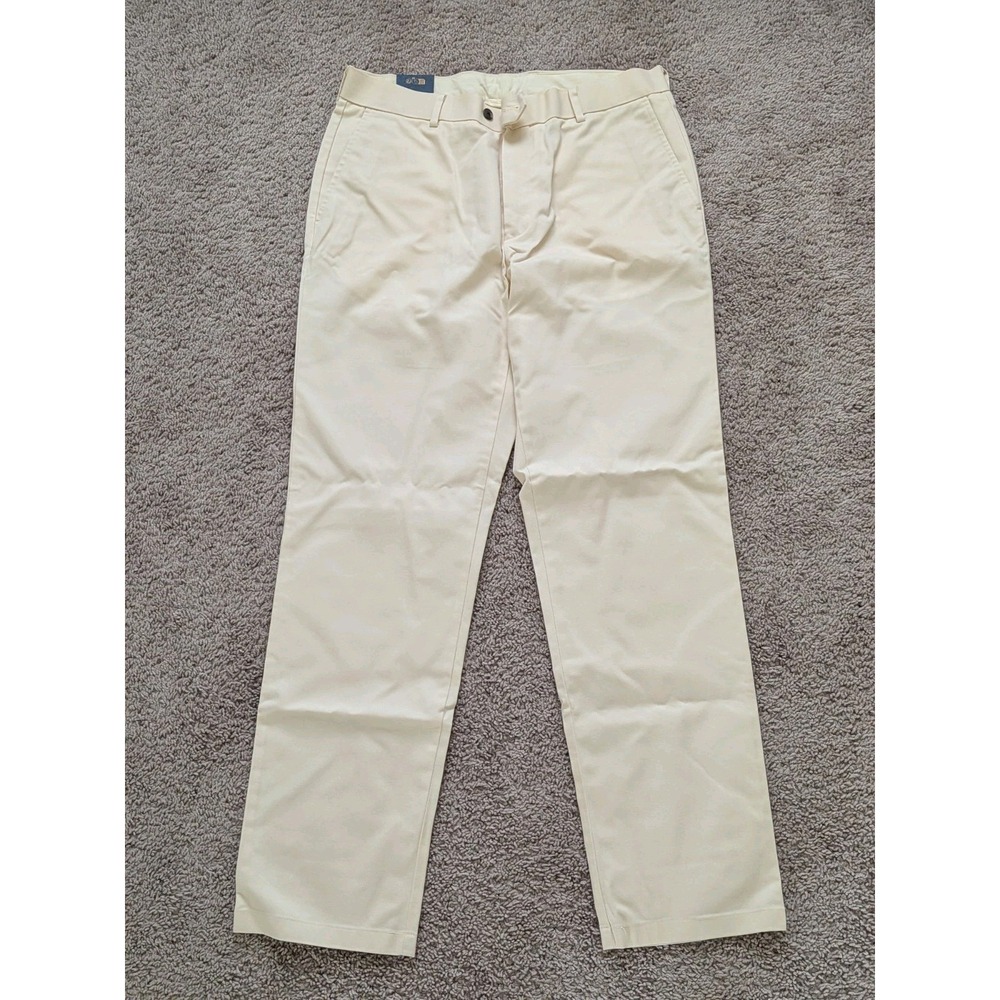 Charles Tyrwhitt Ultimate Non Iron Chino Mens 34x32 Ivory Classic Fit NWT Preppy